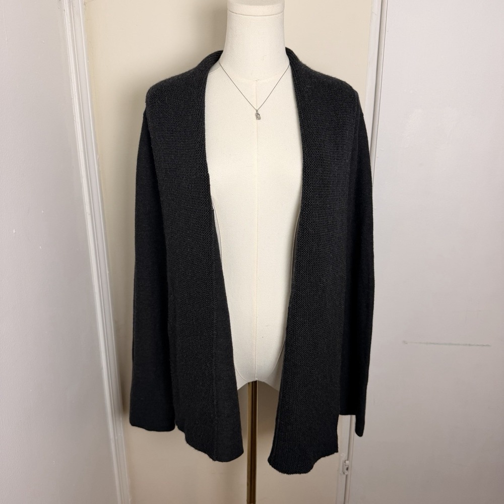 Eileen Fisher Black Cardigan Size 1X 100% Italian Merino Wool